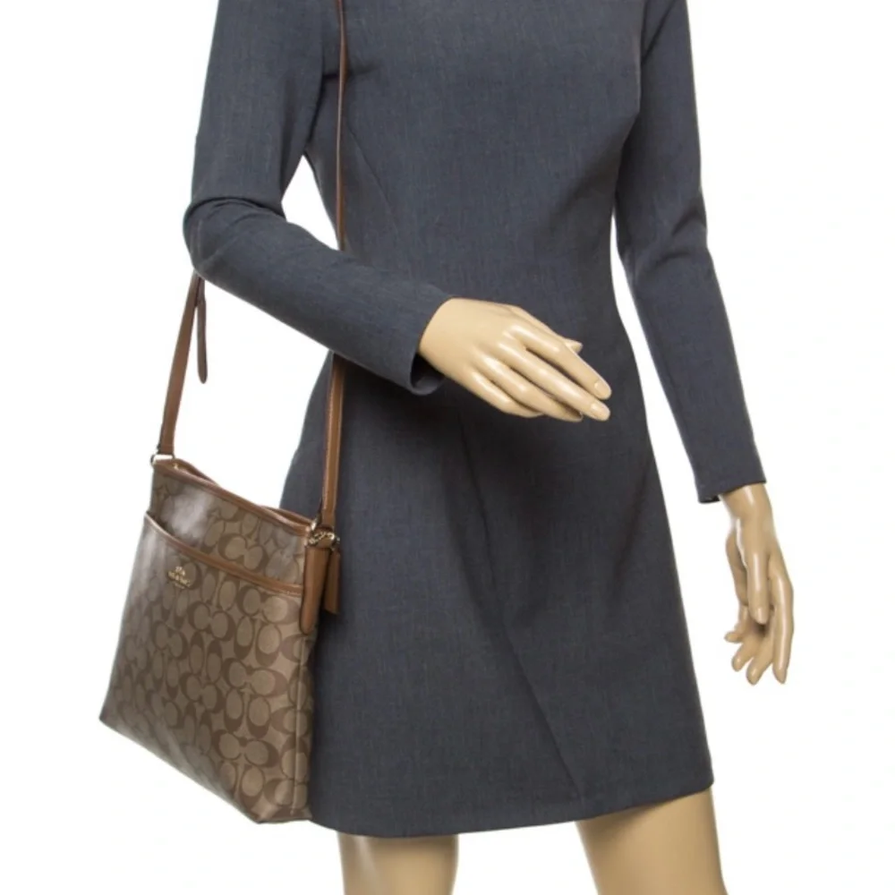 NEW Coach Black Signature Canvas and Leather File Crossbody Handbag - Picture 3 of 15